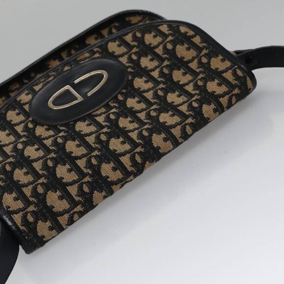 DIOR Trotter Canvas Hand Bag Navy Beige Gold - Picture 6 of 12